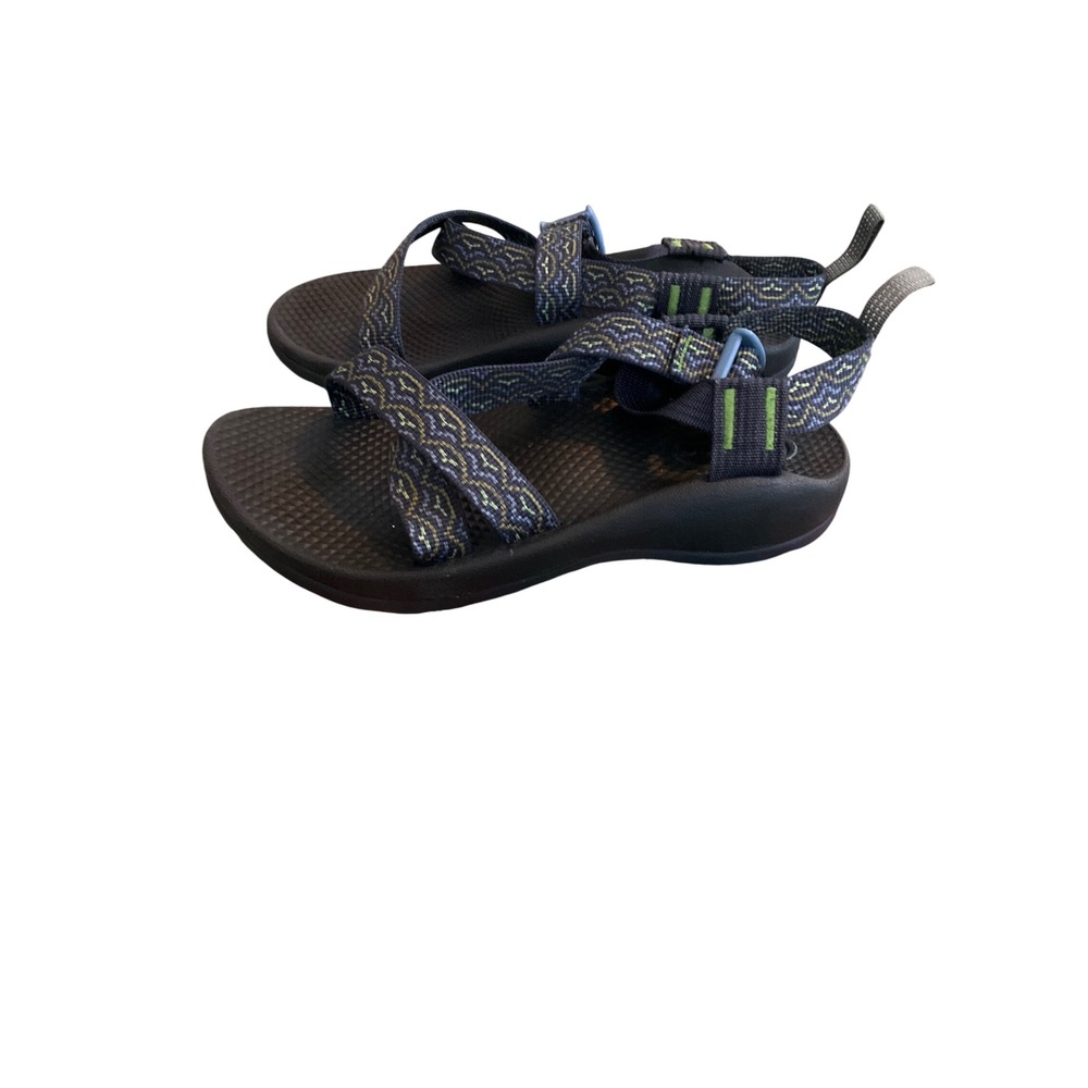 Chaco Z1 Ecotread Sandals Kids Size 3 Navy Blue Patterned Straps Outdoor Hiking